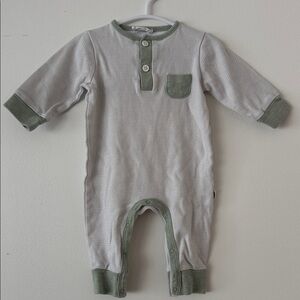 Light Gray & Sage Trim Baby One-Piece Bodysuit